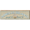 Amelia Island Sea Shell Tan Rope Latitude Longitude | Wall Art Print on Real Wood