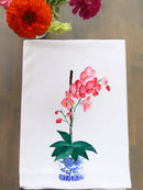 Ginger Jar With Coral Orchid Kitchen Towel