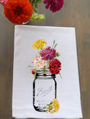 Floral Mason Jar Kitchen Towel