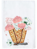 Wicker Tote Hydrangeas Kitchen Towel