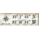 Chattanooga, TN Compass White Latitude Longitude | Wall Art Print on Real Wood