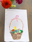 Easter Basket Watercolor Kitchen Towel