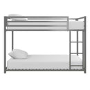 Twin over Twin size Modern Low Height Silver Grey Metal Bunk Bed