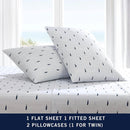 Twin size Coastal Beach 100-Percent Cotton Navy Blue White Stripe Sheet Set