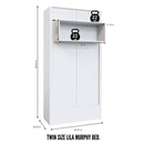 Easy-Lift Twin Murphy Wall Bed in White with Shelf