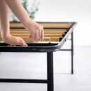Twin XL size Metal Bed Frame with Bamboo Wood Slats