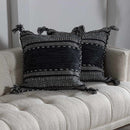 Bensalem Black Geometric Fringe Throw Pillow