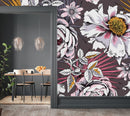 Dark Grey Floral Wallpaper