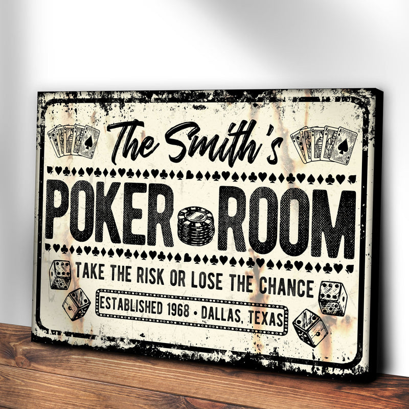 Take The Risk Poker Room Sign