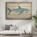 Grey Reef Shark On Wood Canvas Wall Art