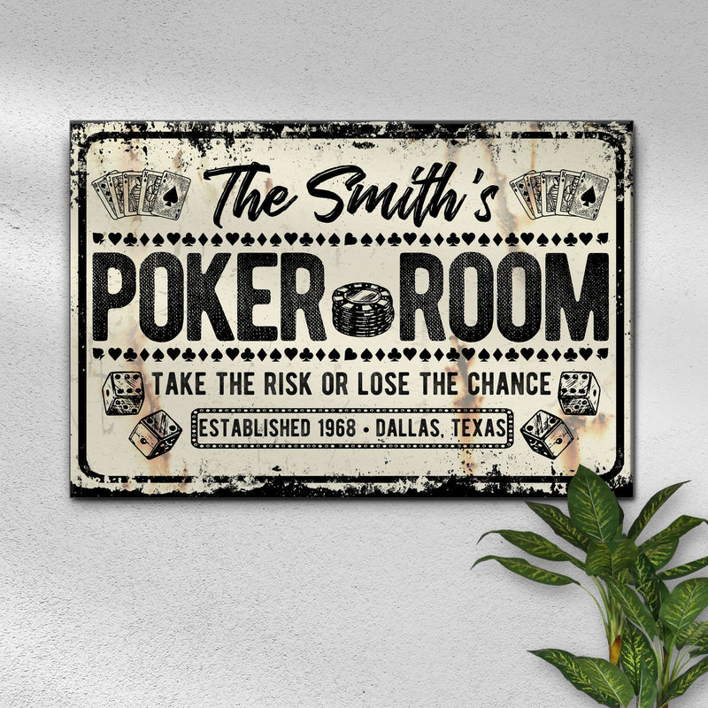 Take The Risk Poker Room Sign