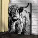 Black And White Highland Cow Portrait Canvas Wall Art