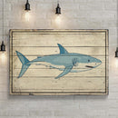 Grey Reef Shark On Wood Canvas Wall Art