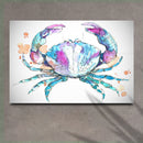 Coastal Crab Watercolor Canvas Wall Art