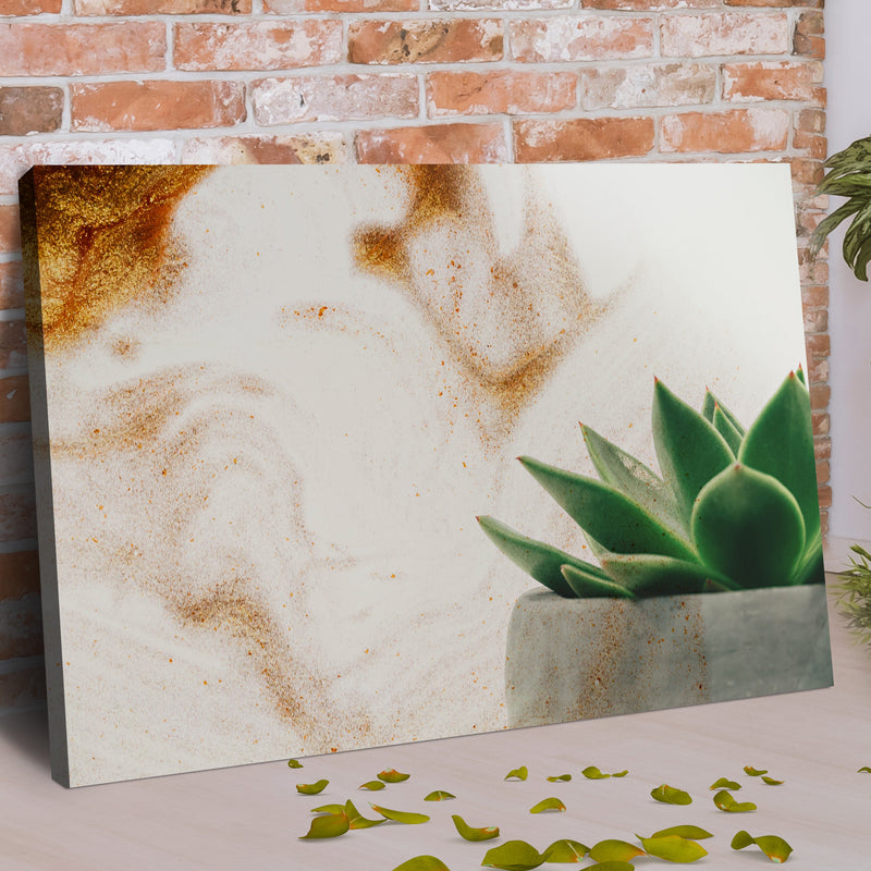succulent canvas Stone Pot Succulent Plant Canvas Wall Art