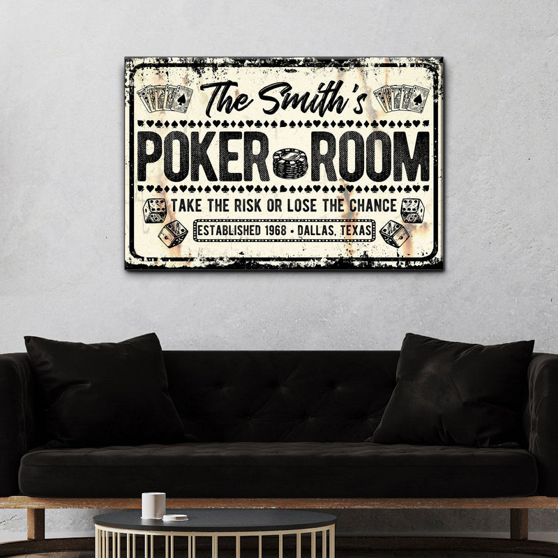 Take The Risk Poker Room Sign