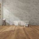 WPC Vinyl Rigid Core 9" Width 60" RL 8.5mm Thick, 1.5mm IXPE Tapered Anzac Romulus Floors - Mazzia Collection bathroom view