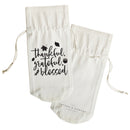 Thankful Grateful Blessed Cotton Canvas Wine Bag