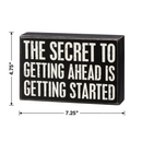 The Secret To Getting Ahead Inspo Box Sign | Desk Wall Wooden Sign | 7.25" x 4.75"