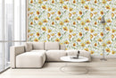 Elegant Light Wallpaper with Yellow Flowers