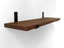 Thick Mahogany Shelf with Black Steel J Brackets