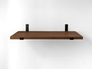 Thick Mahogany Shelf with Black Steel J Brackets