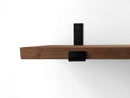 Thick Mahogany Shelf with Black Steel J Brackets