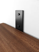 Thick Mahogany Shelf with Black Steel J Brackets