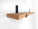 Thick Oak Shelf with Black Steel J Brackets