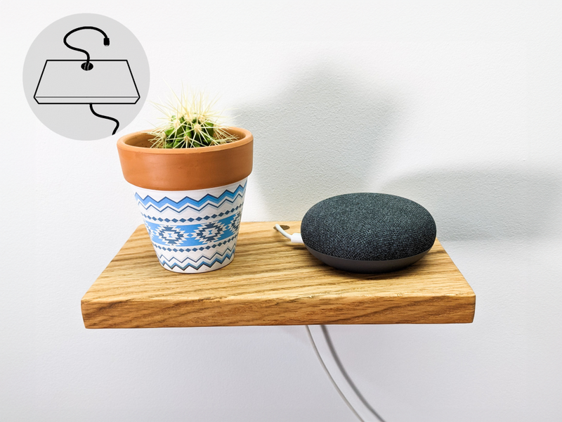 Oak Floating Shelf with Cord Hole