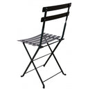 Black metal folding chair on a white background