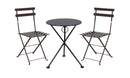 Bistro set with two folding chairs and a round table on a white background