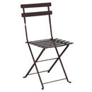 Black metal folding chair on a white background