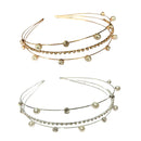 Three Strand Jeweled Headband Tiara | Party or Bridal Hair Accessory [Available in Gold or Silver]