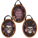 'Til Death Do Us Part Skull Hanging Decor Set | 3 Piece Oval Framed Gothic Romance Ornaments