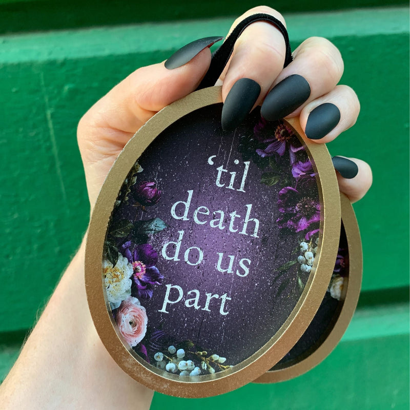 'Til Death Do Us Part Skull Hanging Decor Set | 3 Piece Oval Framed Spooky Ornaments