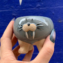 Tiny Blue Walrus Pot | Cute Animal Shaped Ceramic Planter | 2.5" Tall