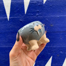 Tiny Blue Walrus Pot | Cute Animal Shaped Ceramic Planter | 2.5" Tall