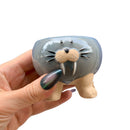 Tiny Blue Walrus Pot | Cute Animal Shaped Ceramic Planter | 2.5" Tall