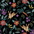 Contemporary Hares and Flowers Wallpaper