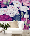 Fashionable Modern Pink and White Flowers Wallpaper