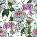 White Floral Wallpaper with Peonies