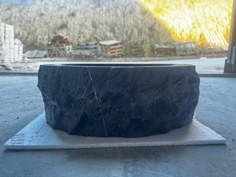 Toros Black Marble Above Vanity Rustic Bathroom Sink side view