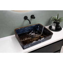 Black Marble Rectangular Bathroom Sink Semi-Polished Finish 14.4 x 20.3 x 4.7 inches