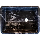Black Marble Rectangular Bathroom Sink Semi-Polished Finish 14.4 x 20.3 x 4.7 inches