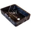 Black Marble Rectangular Bathroom Sink Semi-Polished Finish 14.4 x 20.3 x 4.7 inches