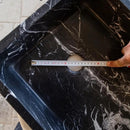 Black Marble Rectangular Bathroom Sink Semi-Polished Finish 14.4 x 20.3 x 4.7 inches