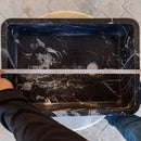Black Marble Rectangular Bathroom Sink Semi-Polished Finish 14.4 x 20.3 x 4.7 inches