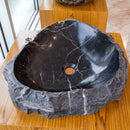 Black Turkish Marble Natural Stone Handcrafted Vessel Sink 17x17x5