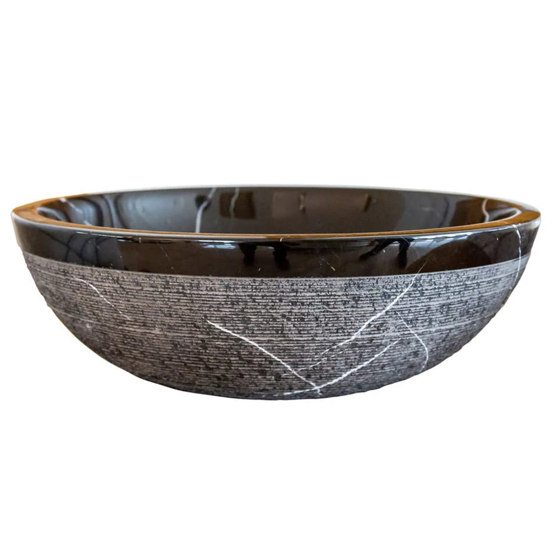 Natural Stone Toros Black Marble Above Vanity Bathroom Sink Rustic Outside (D)16" (H)6" front product shot